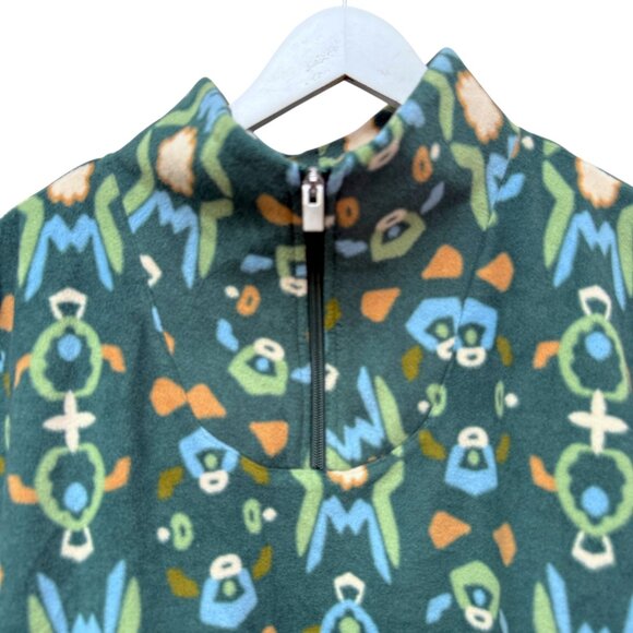 Sport Savvy Fleece Pullover Plus Size 2X Green Print 1/4 Zip Mockneck NWOT - Picture 3 of 9